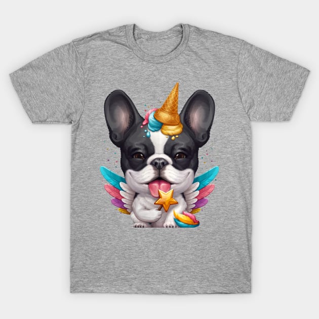 Brindle Pied French Bulldog Ice Cream Unicorn T-Shirt by stonemask